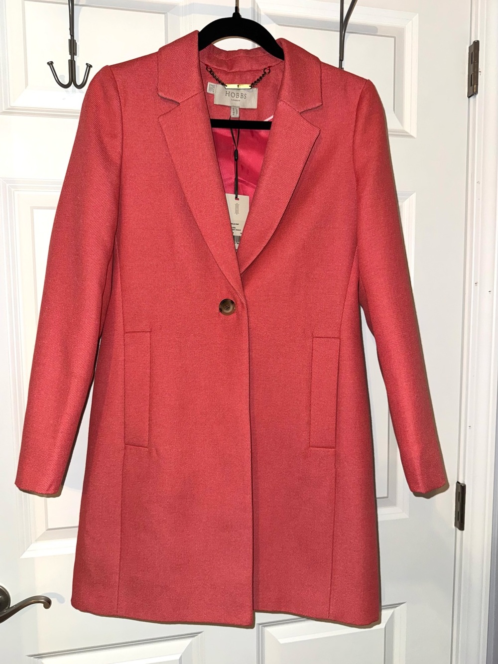 HOBBS London Women's Deep Coral Comellia Single-Button Coat size 2 NWT
